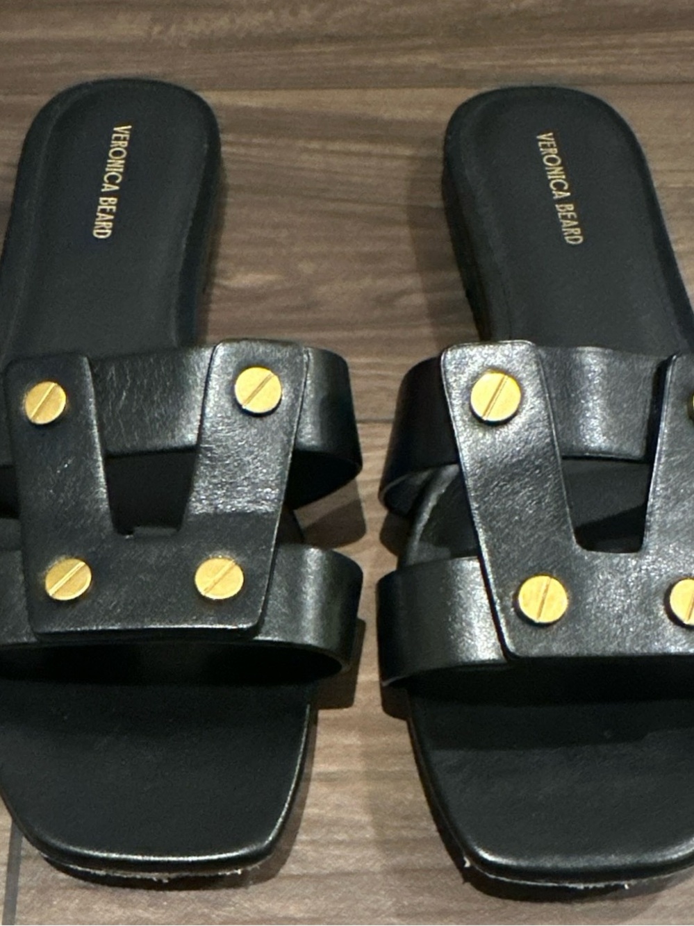 Veronica Beard Via Black Slide Sandals Size 8.5